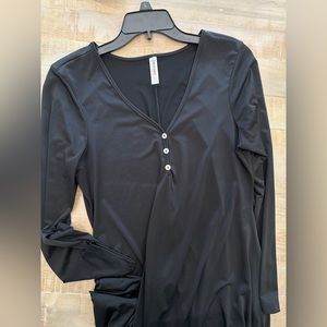 24 seven comfort apparel soft black king sleeve tunic blouse shirt